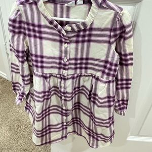 Gap Kids Purple and White Button Down Plaid Dress